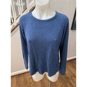 Monrow Supersoft Pullover Raglan Sweatshirt Blue Knit Size Small